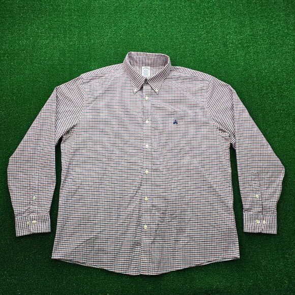 Brooks Brothers Shirt Mens XL Check Button Down‎ Long Sleeve Non-Iron Stretch - Picture 1 of 7
